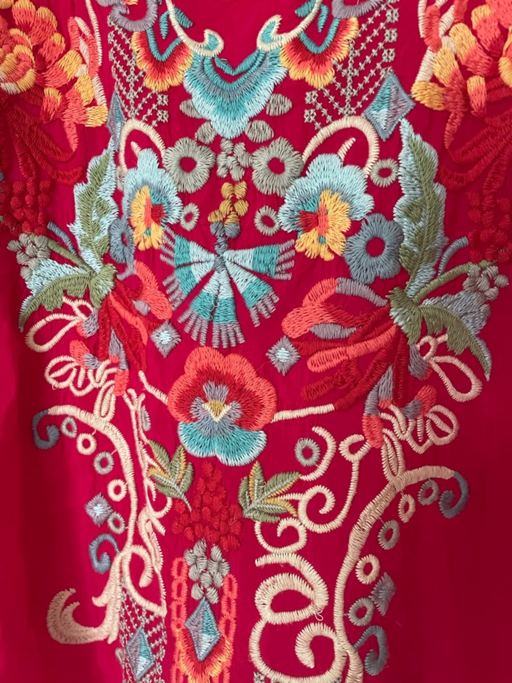 Johnny Was Hot Pink Fuchsia Embroidered Fuchsia Boho Tunic Top Blouse M - Picture 3 of 13